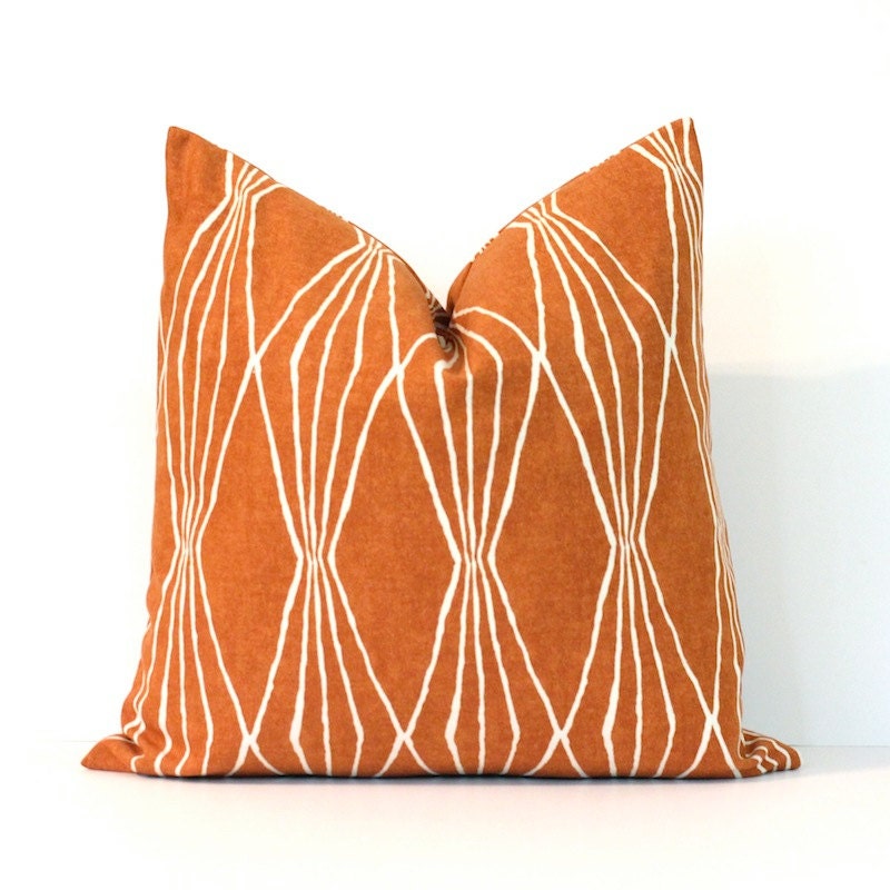 Orange Geometric Decorative Designer Pillow Cover by WhitlockandCo