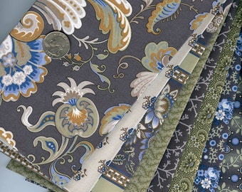 8 Molly B's Civil War Reproduction Quilt Fabric Fat QuartersGrey Blue Style Series ~ Marcus Brothers