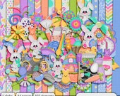 Baking Bunnies, an Easter and Spring theme Digital Scrapbooking kit, includes 1 alpha, 44 papers and 355 elements Il_170x135