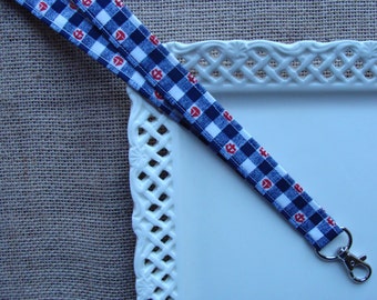 Fabric Lanyard - Sailboats & Anchors on Gingham