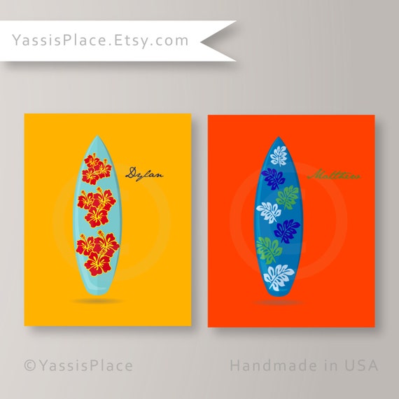 Items similar to Surfboard Art Print Boy Girl Modern Nursery Art Baby