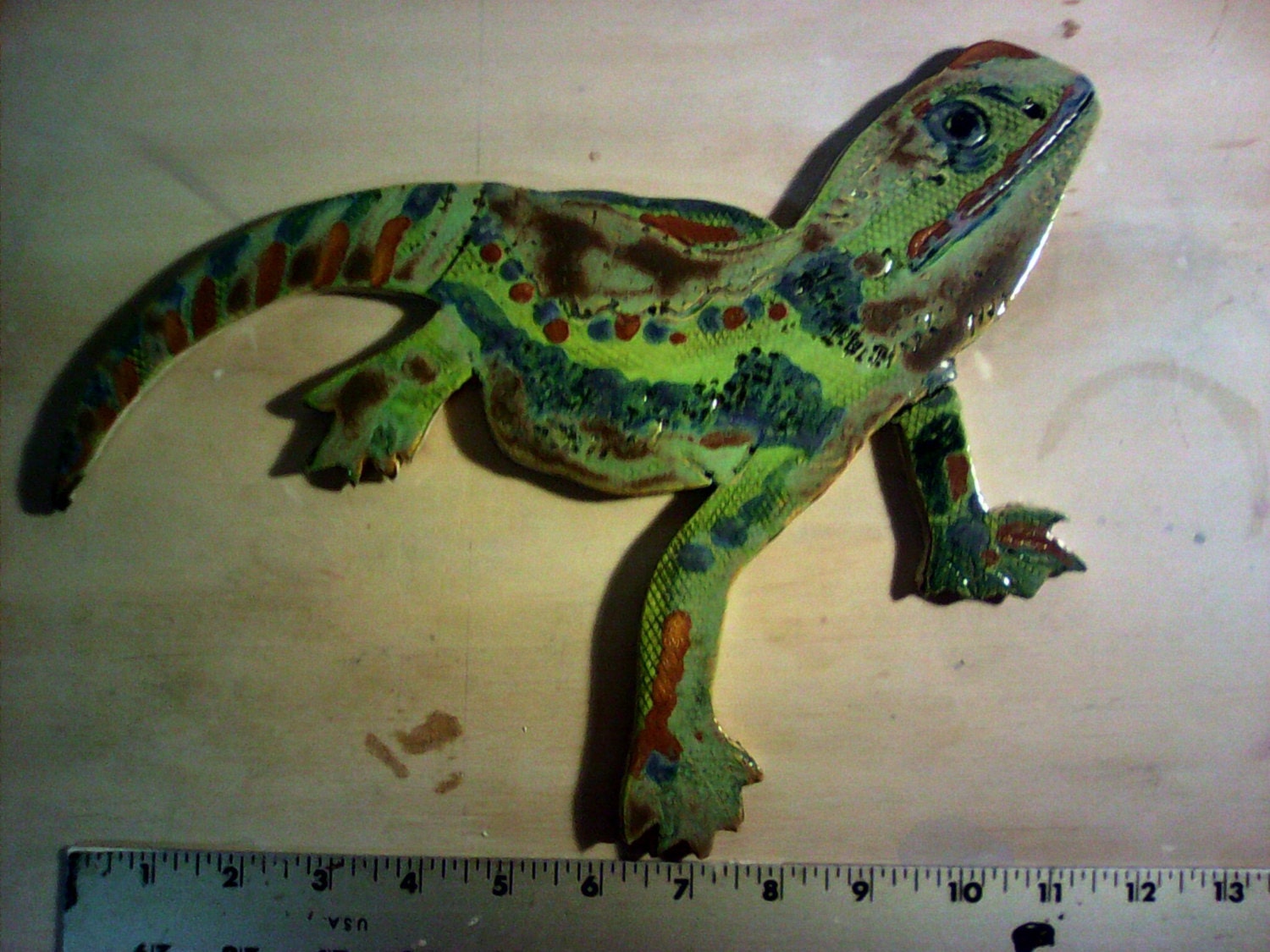 Bearded Dragon Stoneware Custom Tile 13 inch