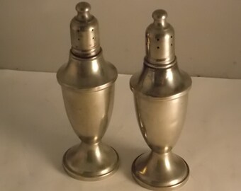 Vintage Pewter Salt and Pepper Shakers