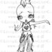 Digi Stamp Digital Instant Download Big Eye Mohawk Punk Girl Image No. 61 A B C by Lizzy Love