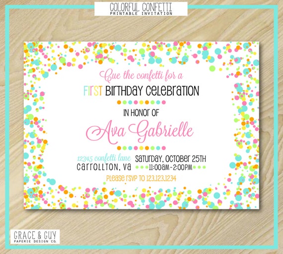 Confetti Birthday Invitations 8