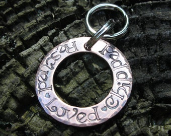 Custom Pet ID-Custom Dog Tag-Ring of Love-Handstamped Washer Pet Tag