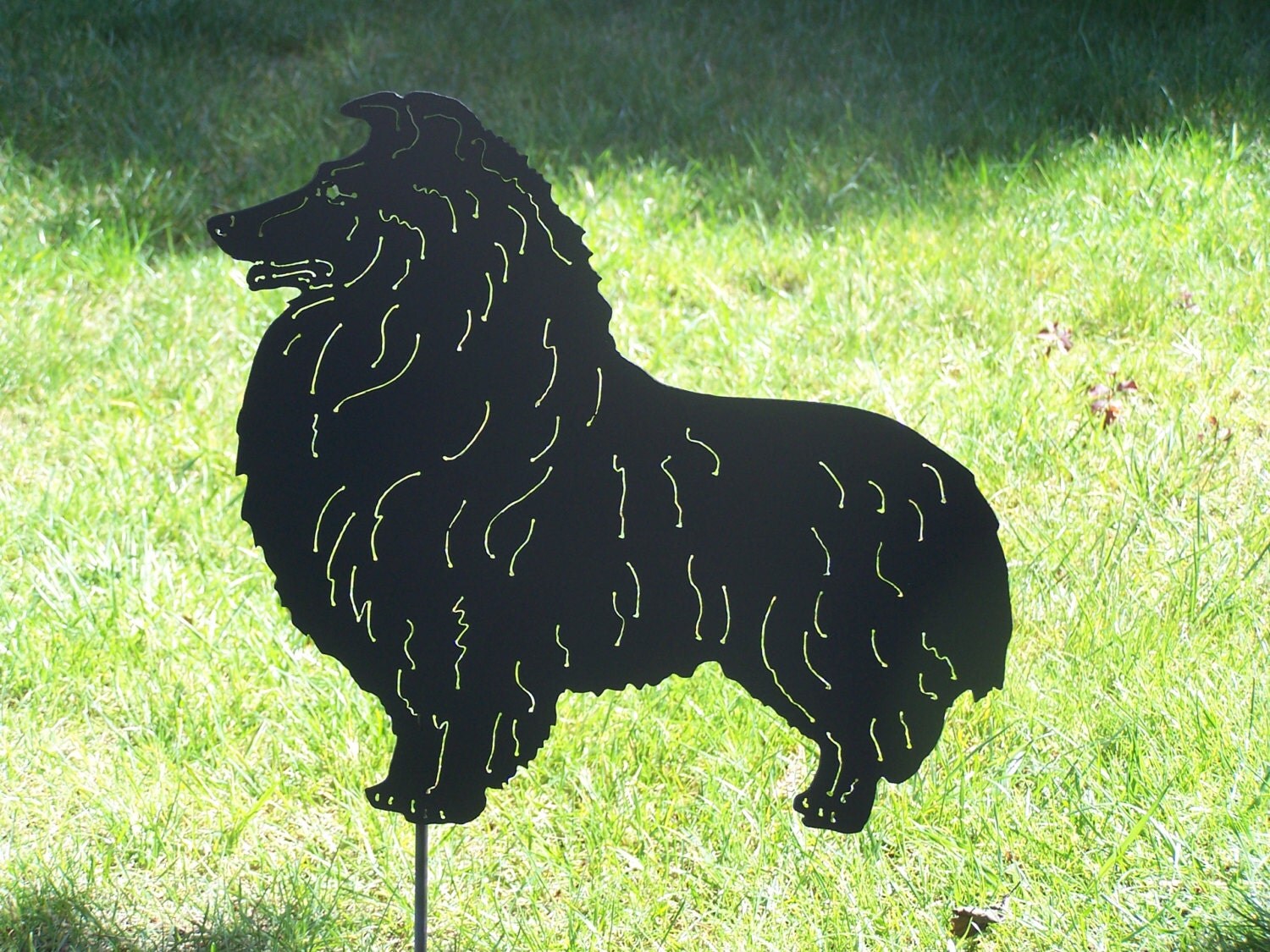 Sheltie Garden stake Collie Metal yard art garden sculpture
