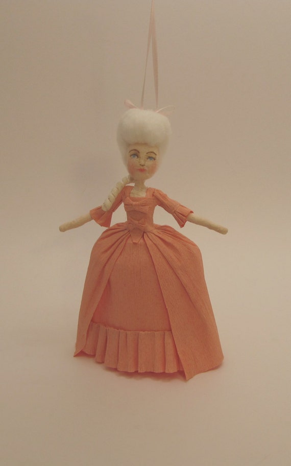 OOAK Spun Cotton Marie Antoinette Christmas Ornament Head