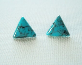 Turquoise Earrings - Triangle Earrings - Turquoise Earring - Turquoise Stud