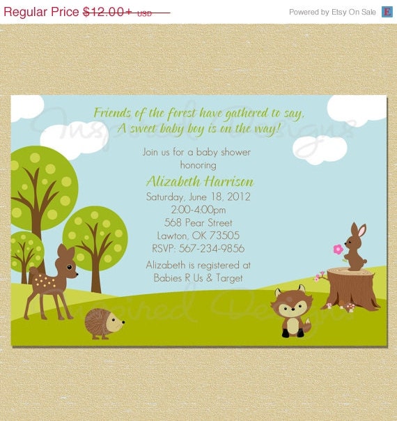 10% OFF SALE Forest Spring/Summer Baby Shower Invitation Il_570xn