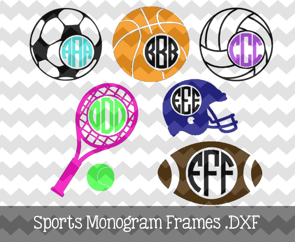 Sports Monogram Frames .DXF/.SVG/.EPS File by KitaleighBoutique