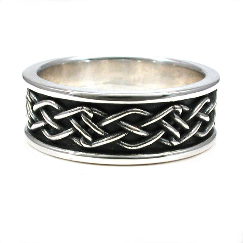 Mens Celtic Knot Ring Rectangle Knot Sterling Silver