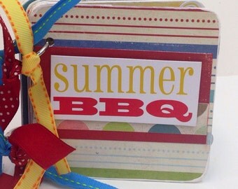 Summer bbq Mini Scrapbook Album swim premade chipboard pages picnic 4th of July