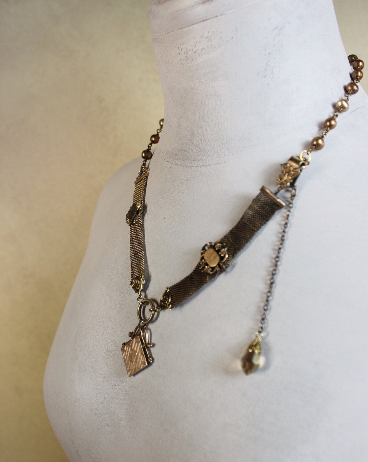 Legacy Watch Fob Pearl Necklace Gold Filled Antique Fobs and