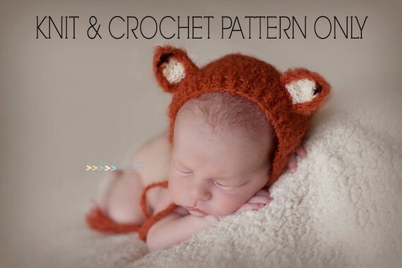 for baby crochet pattern overalls FOX pattern animal CROCHET baby newborn hat & bonnet bonnet KNITTING