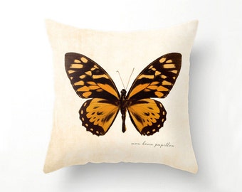 Orange Butterfly Pillow, Butterfly Home Decor, butterflies, throw pillow, fine art photography, mon beau papillon, spring decor, home decor