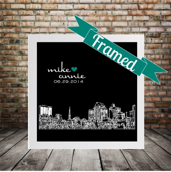 Personalized Wedding Gift Art Print Poster FRAMED Greenville, SC or ...