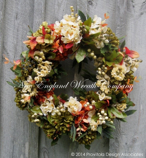 Fall Wreaths, Autumn Wreath, Floral Wreath, Elegant Fall, Hydrangea, Mums, Designer Decor, Harvest, Thanksgiving