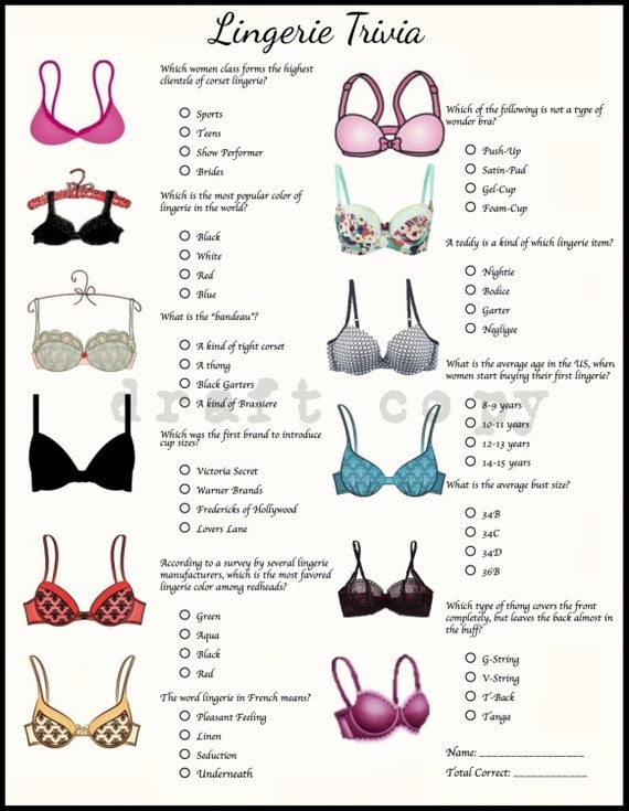 Bachelorette Party Game Lingerie Trivia By 31flavorsofdesign
