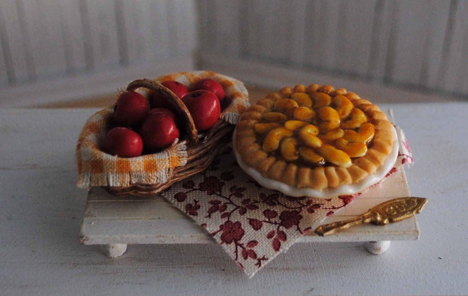 Miniature Fresh Baked Apple Pie A Basket Of Red Delicious