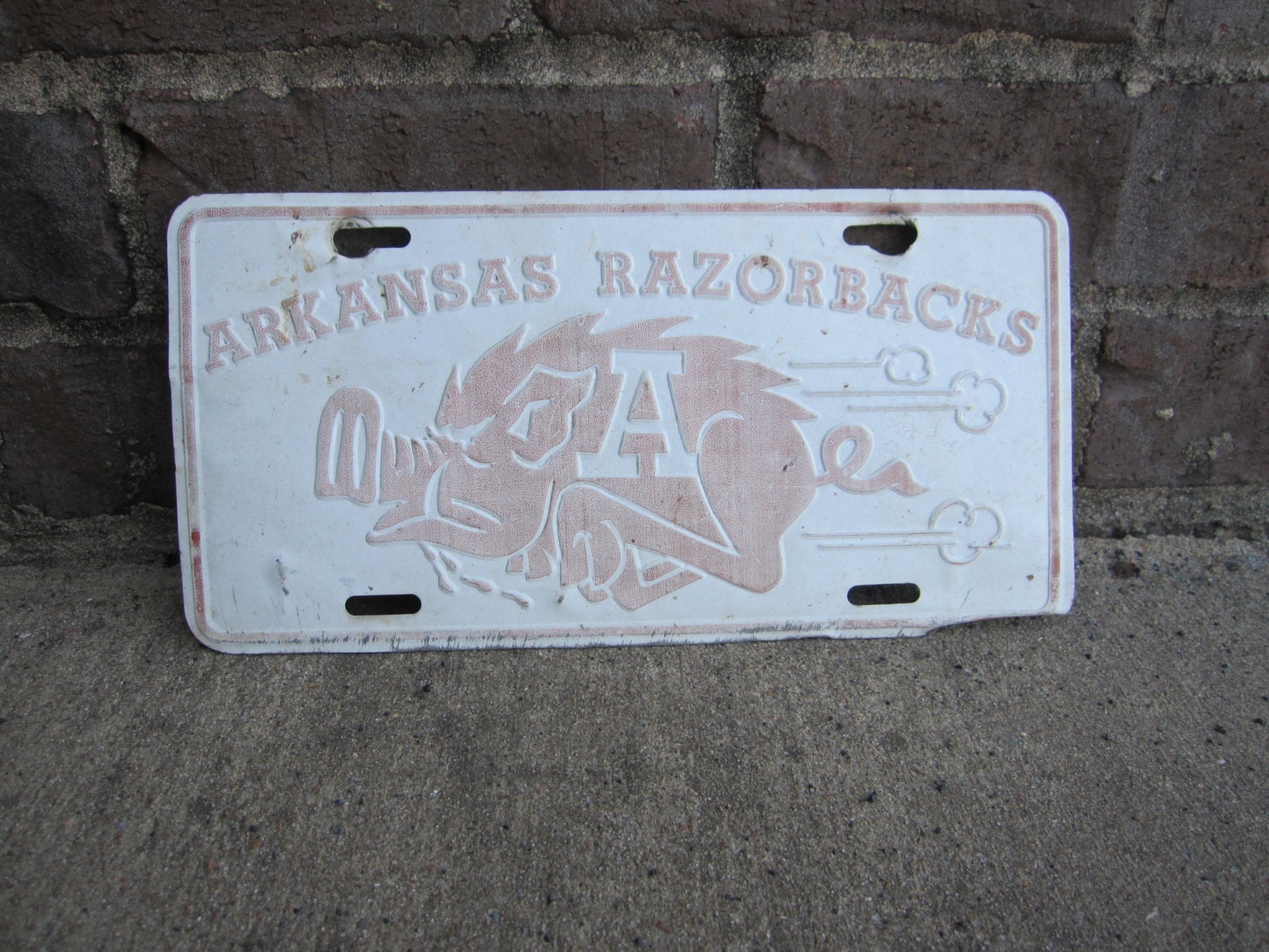 Arkansas Razorback license plate by NaturalStateSalvage on Etsy