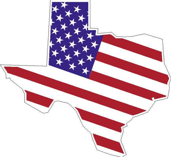 Texas state shaped USA flag patriotic Vinyl decal sticker