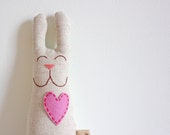 Valentine's Day Bunny Plush with pink felt heart