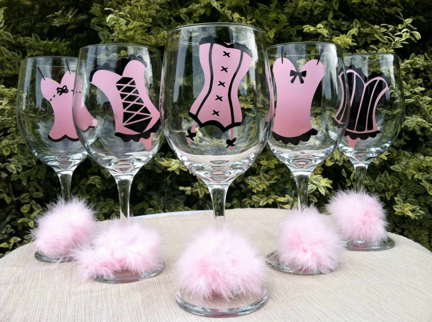 7 Personalized Corset Bachelorette Party Wine Glasses