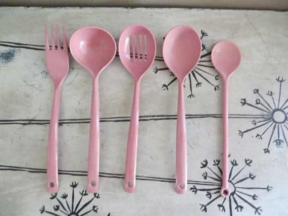 Utensils  Melamine Utensils serving utensils Set Serving Serving pink Mauve   Serving Spoon