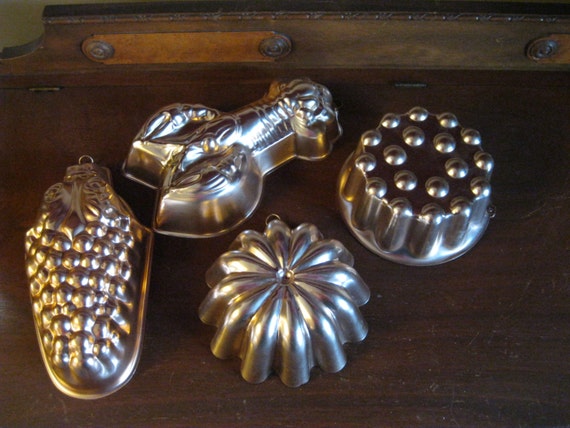 Vintage Copper Jello Molds Mid Century Set of 4 by distractingme