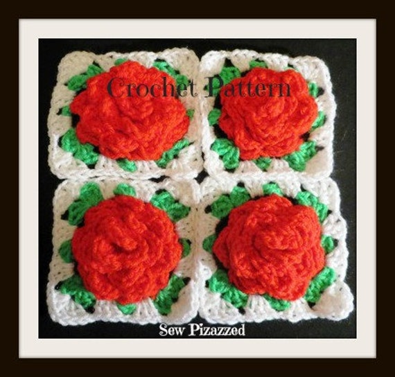 Crochet Rose Granny Square Pattern
