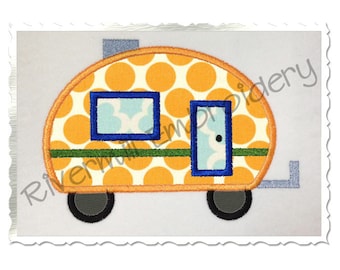 Applique Camper Machine Embroidery Design - 4 Sizes