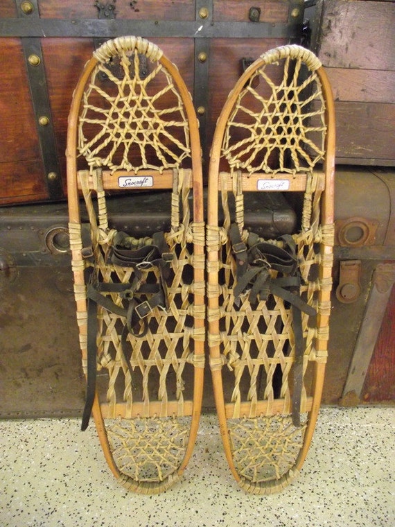 Wood Snowshoes Snocraft Norway Maine Rustic Lodge Decor