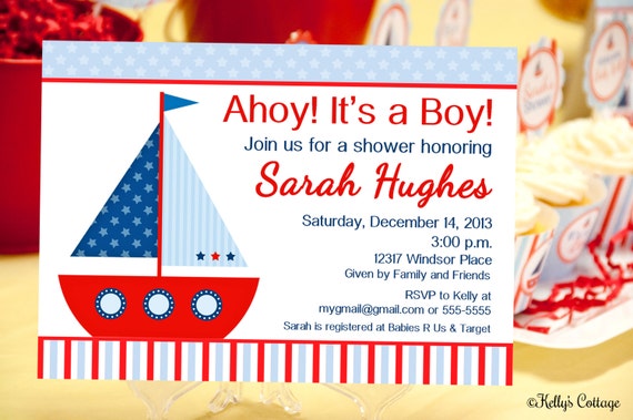 Nautical Baby Shower Invitation.... Custom, Printable, Digital Il_570xn