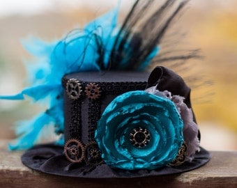 Steampunk Mini Top Hat - Alice in Wonderland - Party Top Hat - Steampunk Hat