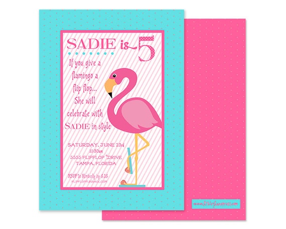 FLAMINGO Birthday Party Invitation, Summer Party, Digital Invitation or Professionally Printed Il_570xn