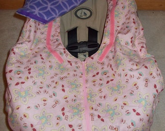 Baby Girl Car Seat Cover Infant Pink Floral Cotton Purple Fleece Carseat