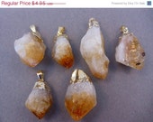 5% off Summer SALE Citrine Point Pendant Raw Citrine edged with Gold