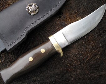 Fine Handmade In The USA, Hunting, Fishing and Belt Knife 440C Stainless Steel Blade Rare Zircote Wood Handle With Leather Sheath