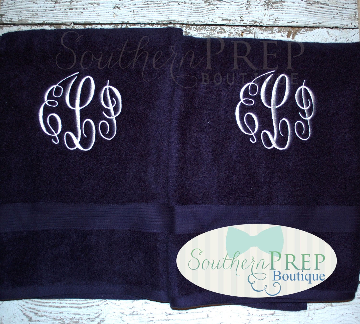 Set of TWO CUSTOM MONOGRAMMED Towels