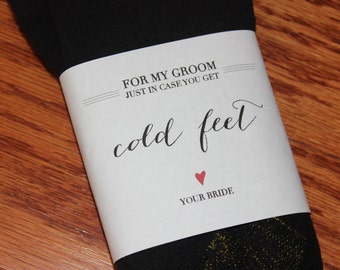Just in case you get cold feet sock label wrapper - Groom - White - INSTANT DOWNLOAD DIGITALFILE