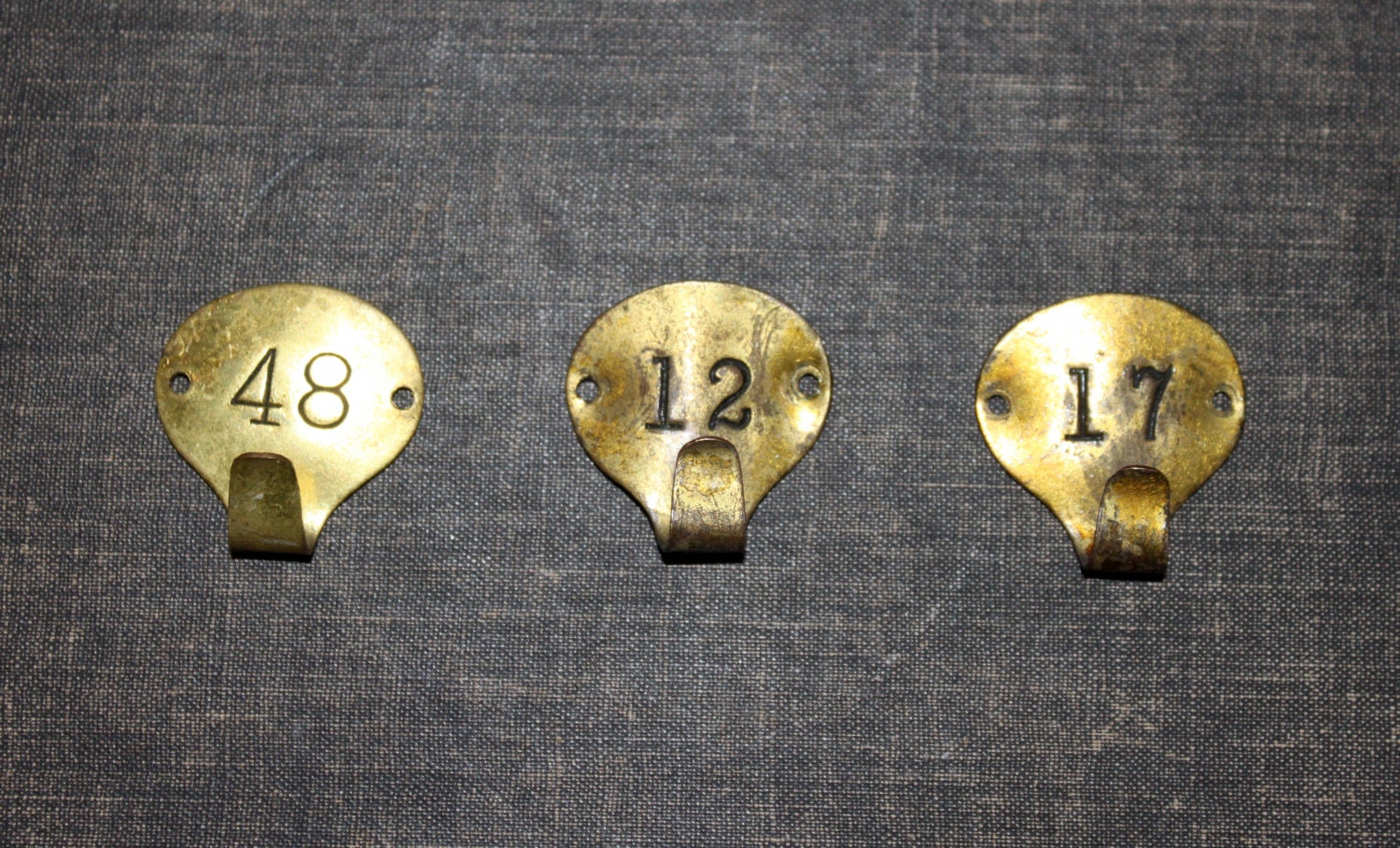 Antique / Vintage Hotel Rooms Key Holder hooks Set of 3