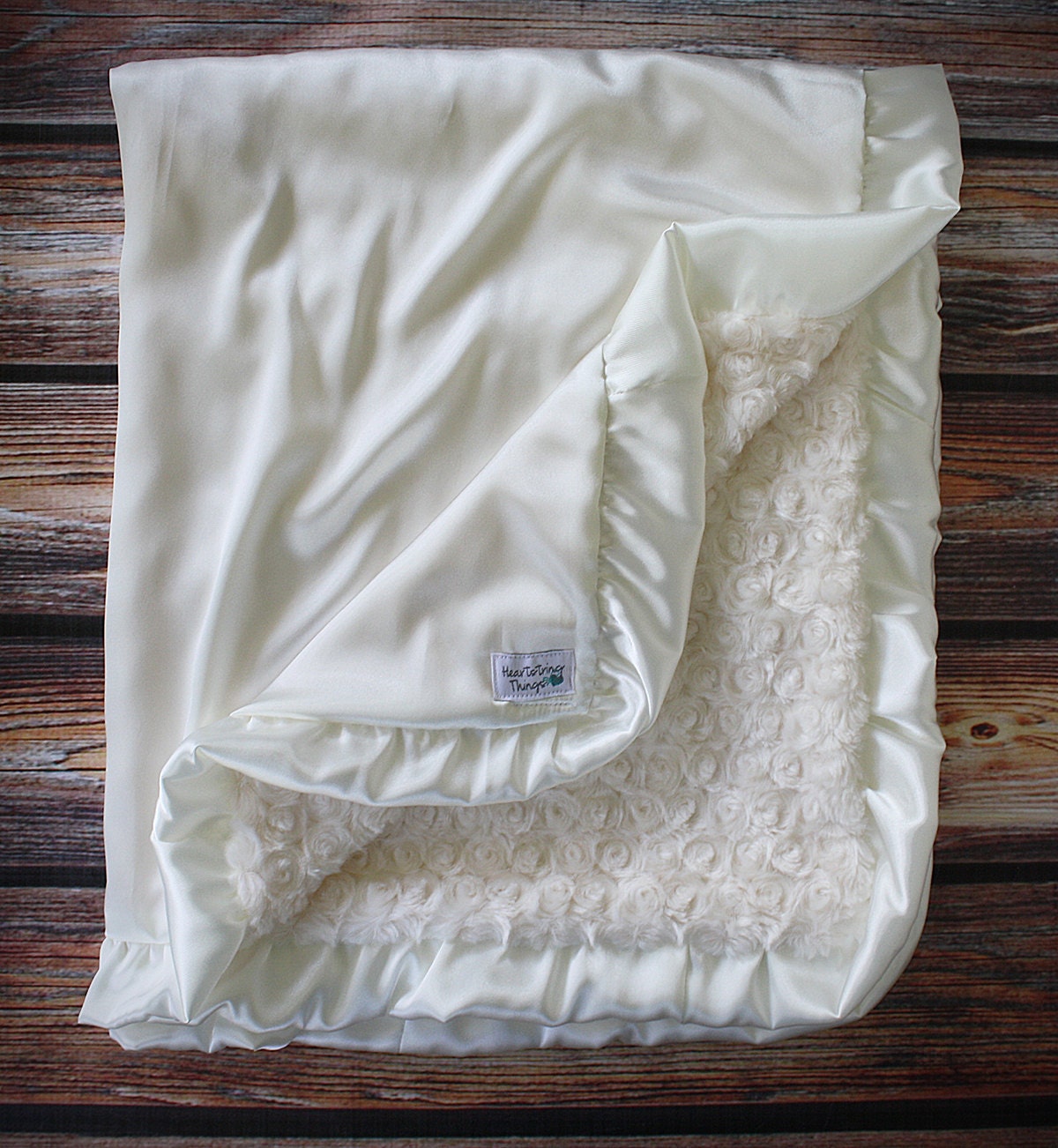 Baby Blanket Blanket with ruffle baby girl satin and minky