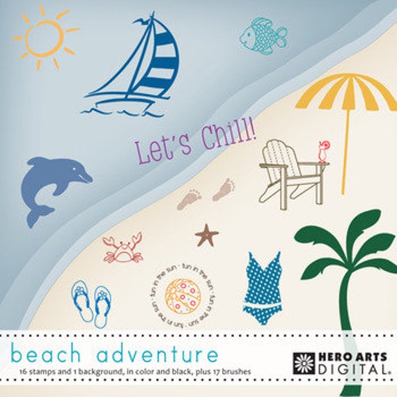 Instant Downlaod Hero Arts DK039 Beach Adventure Digital Kit digi