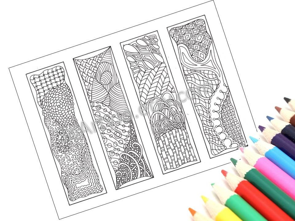 coloring bookmarks to print 12 zentangle inspired printable