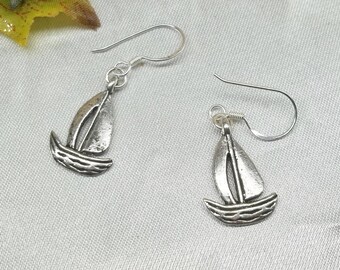 Sailboat Earrings Sail Boat Earrings Nautical Earrings Nautical Jewelry Dangle Earrings Sterling Silver Earrings BuyAny3+Get1Free