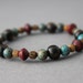 blue jasper bracelet wood bone and jasper ebony purple blue brown elasticated stacking bracelet boho bracelet