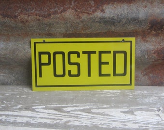 Vintage Electric Fence Sign Black and Yellow Posted Old Metal Sign NOS Farm Rustic Primitive Display Sign Industrial Movie Prop Old Fashion