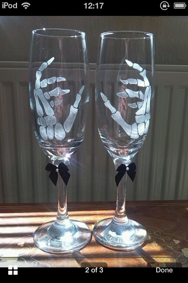 skeleton hand champagne flutes