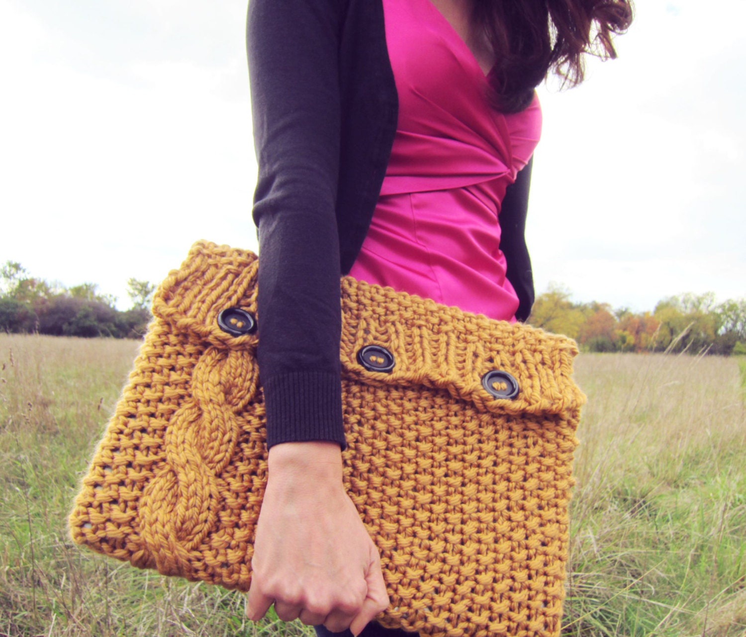 Knitted Laptop Sleeve Computer Cozy Electronic Case Mustard
